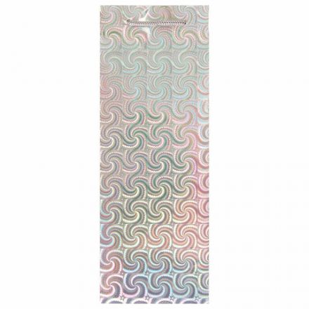 Пакет подарочный (1 штука) под бутылку 13x8,5x36 см, ЗОЛОТАЯ СКАЗКА голография, ассорти 4 цвета, 606608