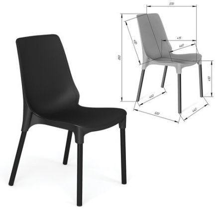 Стул для столовых, кафе, дома SHT-S75, черный металлический каркас, пластик черный Стул для столовых, кафе, дома SHT-S75, черный металлический каркас, пластик черный