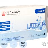 Мед.смотров. перчатки латекс., нестер., с пудрой Basic (S) 50 п/уп