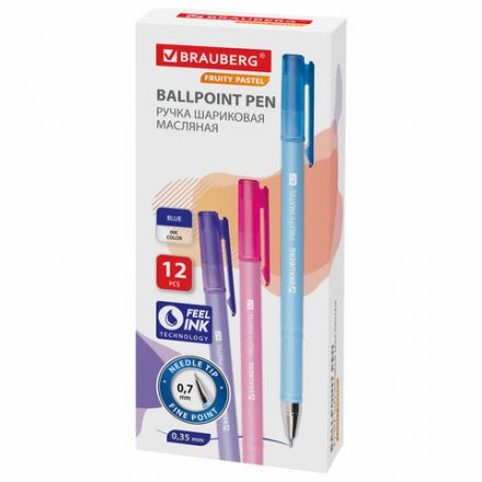 Ручка шариковая масляная BRAUBERG "FRUITY Pastel", СИНЯЯ, soft-touch, узел 0,7 мм, линия письма 0,35 мм, 142958, OBP322 Ручка шариковая масляная BRAUBERG "FRUITY Pastel", СИНЯЯ, soft-touch, узел 0,7 мм, линия письма 0,35 мм, 142958, OBP322