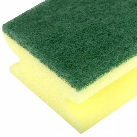 Губки для посуды 9,6х6,4х4 см, КОМПЛЕКТ 2 шт., MAXI, поролон с абразивным слоем, профильные, LAIMA К0015, 601557