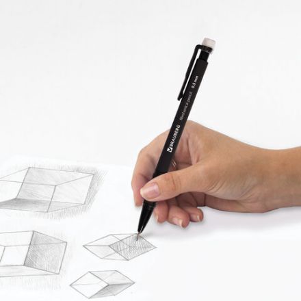 Карандаш механический 0,5 мм, BRAUBERG "Comfort", ластик, резиновый грип, корпус черный, 180284 Карандаш механический 0,5 мм, BRAUBERG "Comfort", ластик, резиновый грип, корпус черный, 180284