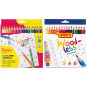 Карандаши цветные пластиковые JOVI "Wood-less", 24цв., трехгран., заточен., картон, европодвес