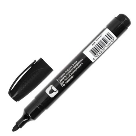 Маркер перманентный ОФИСМАГ, ЧЕРНЫЙ, круглый наконечник, 3 мм, с клипом, 151197 Маркер перманентный ОФИСМАГ, ЧЕРНЫЙ, круглый наконечник, 3 мм, с клипом, 151197