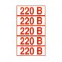 Знак электробезопасности "Указатель напряжения 220 В", КОМПЛЕКТ 20 штук, 20х50 мм, пленка, Z05