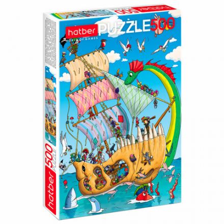 Пазл картонный 500 элементов АССОРТИ, 14 дизайнов, 330х480 мм, HATBER