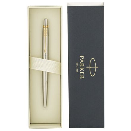 Ручка шариковая PARKER "Jotter Core Stainless Steel GT", ежедневник А5 синий, пакет, 880889