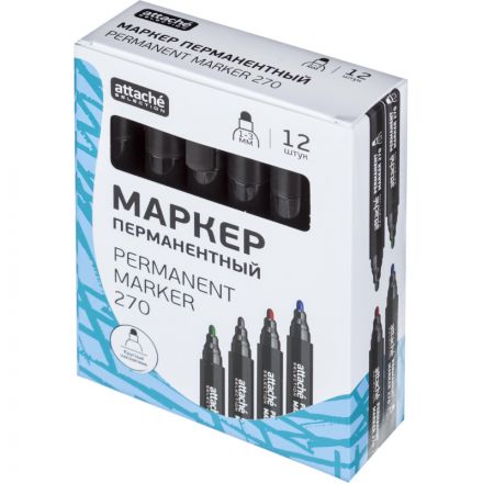 Маркер перманентный Attache Selection 270 черный 1-3мм кругл. наконечник Маркер перманентный Attache Selection 270 черный 1-3мм кругл. наконечник