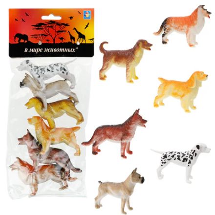 Набор фигурок "В мире животных", "Собаки", 6 шт., 10 см, 1TOY, Т50536 Набор фигурок "В мире животных", "Собаки", 6 шт., 10 см, 1TOY, Т50536