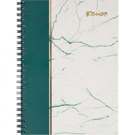Тетрадь общая А5 80л Комус МраморЗеленый клетка,80г,греб,карт,фольга,УФ-лак