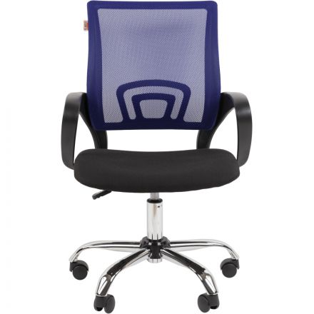 Кресло EChair-304LT TC ткань черн/сетка синий, хром