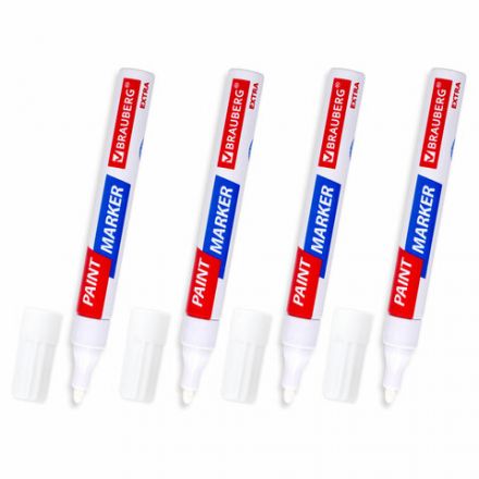 Маркер-краска лаковый EXTRA (paint marker) 4 мм, БЕЛЫЕ, НАБОР 4 шт., УСИЛЕННАЯ НИТРО-ОСНОВА, BRAUBERG, 152000 Маркер-краска лаковый EXTRA (paint marker) 4 мм, БЕЛЫЕ, НАБОР 4 шт., УСИЛЕННАЯ НИТРО-ОСНОВА, BRAUBERG, 152000
