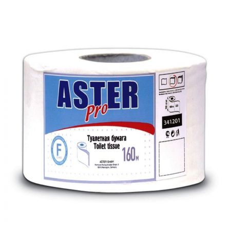 Туалетная бумага в рулонах Aster 2-слойная 12 рулонов по 160 метров
