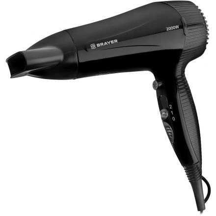 Фен настенный BRAYER, 2000, 2 скор, 2 реж нагрева, концентратор, 1,8 м