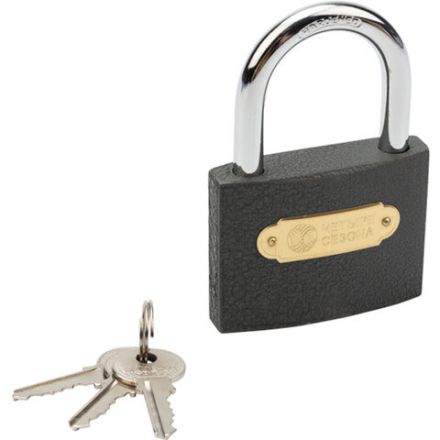 Замок навесной, ширина 75 мм, чугун, дужка d-9,5 мм, английский, 3 ключа, в блистере, 79-0007 Замок навесной, ширина 75 мм, чугун, дужка d-9,5 мм, английский, 3 ключа, в блистере, 79-0007