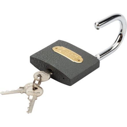 Замок навесной, ширина 75 мм, чугун, дужка d-9,5 мм, английский, 3 ключа, в блистере, 79-0007 Замок навесной, ширина 75 мм, чугун, дужка d-9,5 мм, английский, 3 ключа, в блистере, 79-0007