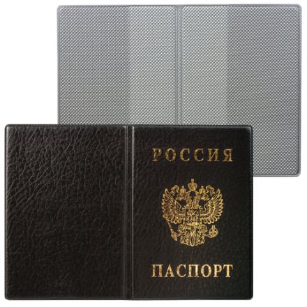 Обложка для паспорта с гербом, ПВХ, черная, ДПС, 2203.В-107 Обложка для паспорта с гербом, ПВХ, черная, ДПС, 2203.В-107