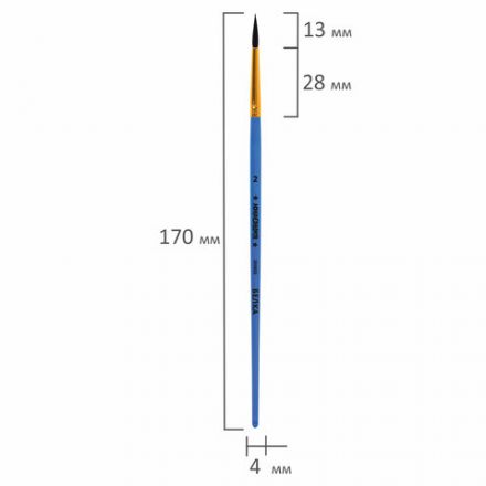 Кисть БЕЛКА, круглая, № 2, цветная ручка, ЮНЛАНДИЯ, 201053 Кисть БЕЛКА, круглая, № 2, цветная ручка, ЮНЛАНДИЯ, 201053