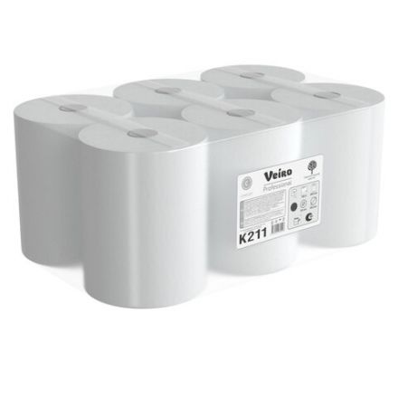 Полотенца бумажные рулонные 150 м, VEIRO Professional (H1) COMFORT, 1-слойные, КОМПЛЕКТ 6 рулонов, K211