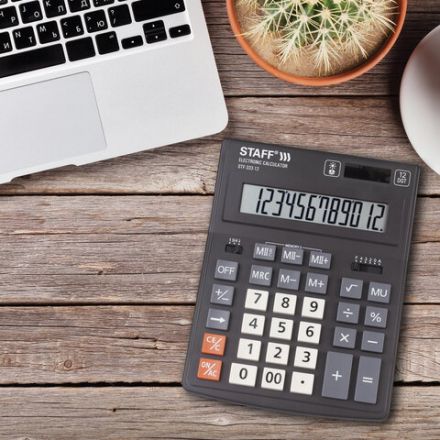 Калькулятор настольный STAFF PLUS STF-333 (200x154 мм), 12 разрядов, двойное питание, 250415 Калькулятор настольный STAFF PLUS STF-333 (200x154 мм), 12 разрядов, двойное питание, 250415