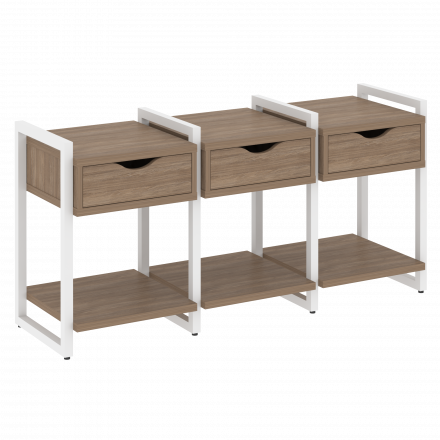 Loft Тумба на регулируемых опорах наборная. Вариант №4 VR.L-TN-4.O Дуб аризона/Белый металл 1440*460*719