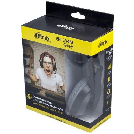 Гарнитура RITMIX RH-534M Gray Компьютерная 3,5 мм TRS (15119392)