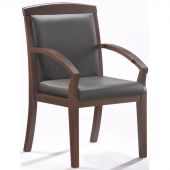 Конференц-кресло BN_Mb_Echair-421 KR рецикл.кожа черн., тем.орех