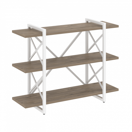 Loft Стеллаж на регулируемых опорах-3 полки VR.L-MST.O-3.8V Тиквуд тёмный/Белый металл 1200*400*910