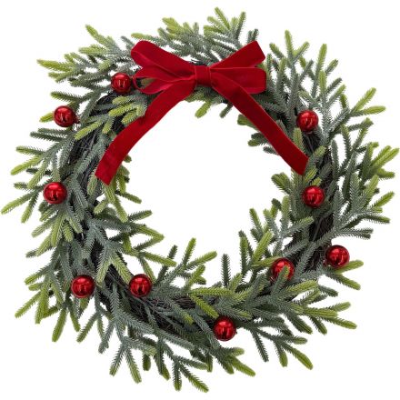 Венок Еловый с игрушками из сухой лозы, 50x50x5см, 98454
