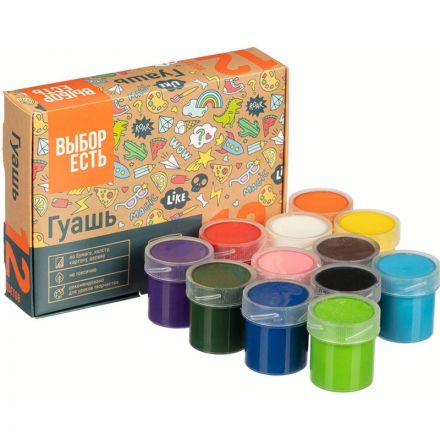 Гуашь Выбор есть 12 цв/наб по 20 мл, картонная коробка Гуашь Выбор есть 12 цв/наб по 20 мл, картонная коробка