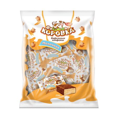 Конфеты шоколадные РОТ ФРОНТ "Коровка", вафельные с молочной начинкой, 250 г, пакет, РФ09755 Конфеты шоколадные РОТ ФРОНТ "Коровка", вафельные с молочной начинкой, 250 г, пакет, РФ09755