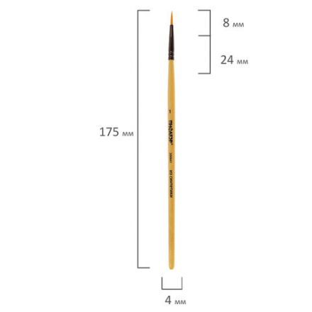Кисть ПИФАГОР, СИНТЕТИКА, круглая, № 1, деревянная лакированная ручка, с колпачком, 200841 Кисть ПИФАГОР, СИНТЕТИКА, круглая, № 1, деревянная лакированная ручка, с колпачком, 200841