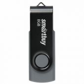 Флеш-диск 8 GB SMARTBUY Twist USB 2.0, черный, SB008GB2TWK