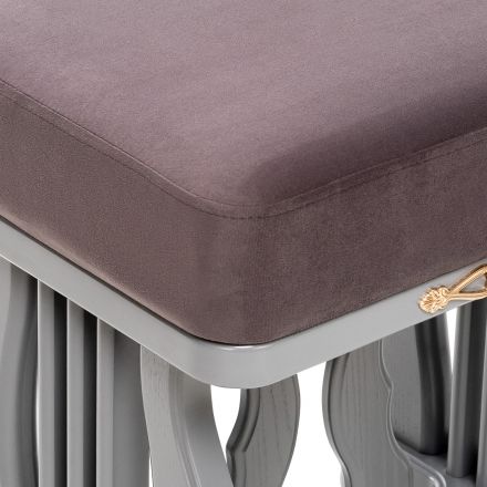 Банкетка Leset "Джульетта", Серый ясень, V19 коричнево-красный, Ткань Велюр