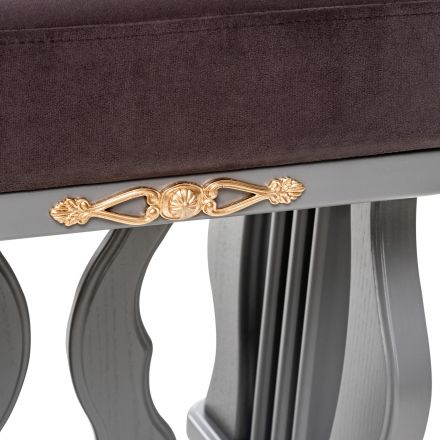 Банкетка Leset "Джульетта", Серый ясень, V19 коричнево-красный, Ткань Велюр