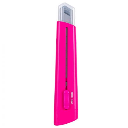 Нож канцелярский Deli E2040 RIO 18мм фиксатор сталь блистер розовый