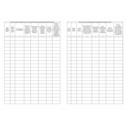 Журнал уборки,сан.обработки и дезинфекции помещен/поверхност А4,24л,2шт/уп Журнал уборки,сан.обработки и дезинфекции помещен/поверхност А4,24л,2шт/уп