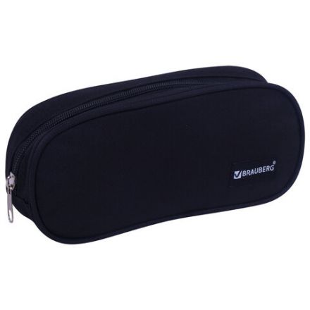 Пенал-косметичка BRAUBERG овальный, полиэстер, "Black", 22х9х5 см, 229271 Пенал-косметичка BRAUBERG овальный, полиэстер, "Black", 22х9х5 см, 229271