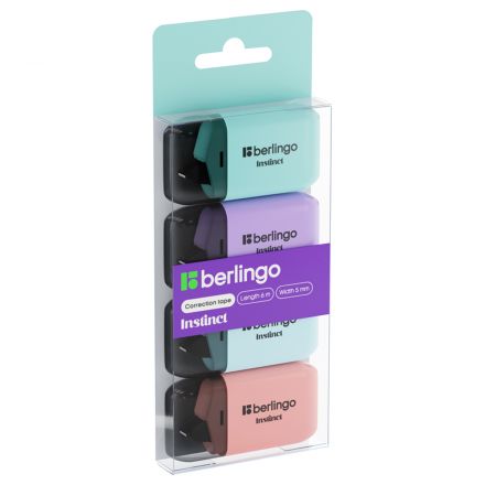 Корректирующая лента Berlingo "Instinct" 5мм*6м, 4шт в PET боксе, европодвес Корректирующая лента Berlingo "Instinct" 5мм*6м, 4шт в PET боксе, европодвес