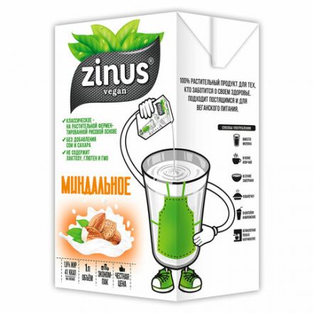 Миндальное молоко ZINUS, 1 л Миндальное молоко ZINUS, 1 л