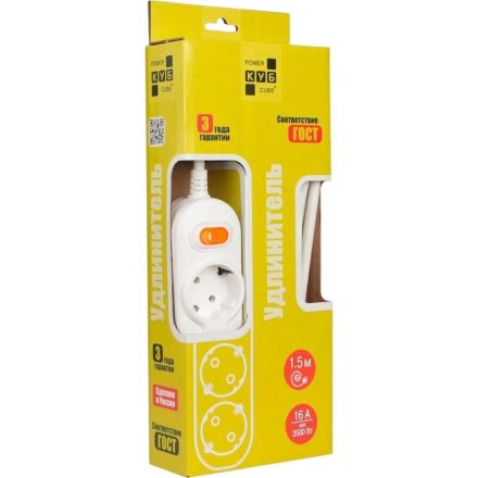 Удлинитель Power Cube 3р/3м с/з выкл 2200 Вт 10 А 3x0,75 (PC-2-3M) Удлинитель Power Cube 3р/3м с/з выкл 2200 Вт 10 А 3x0,75 (PC-2-3M)
