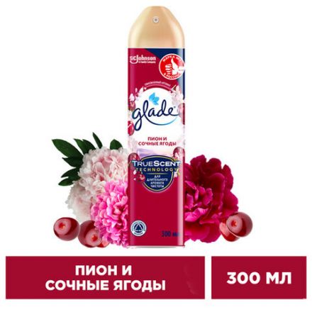 Освежитель воздуха аэрозольный 300 мл GLADE "Пион и сочные ягоды", 692365 Освежитель воздуха аэрозольный 300 мл GLADE "Пион и сочные ягоды", 692365