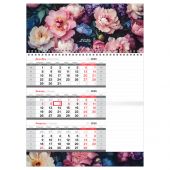 Календарь квартальный 1 бл. на 1 гр., 295*410 мм BG Mono "Цветы", с бегунком, бл. для заметок, 2026г Календарь квартальный 1 бл. на 1 гр., 295*410 мм BG Mono "Цветы", с бегунком, бл. для заметок, 2026г