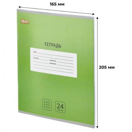 Тетрадь школьная А5, 24 л. клетка, Интенсив Зеленый 10шт/уп арт.1711072