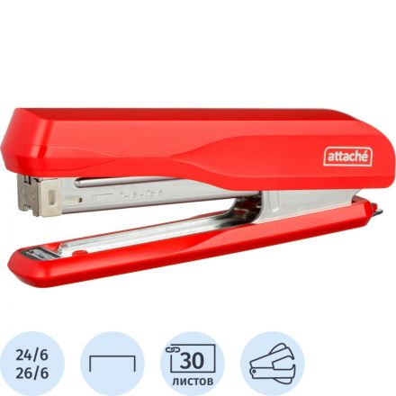 Степлер Attache MSR2430 (№24/6-26/6) до 30 лист.,металл, красный