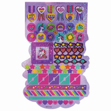 Альбом со сверкающими наклейками "Единороги", 4 листа, более 250 шт., склейка, ЮНЛАНДИЯ, 662698