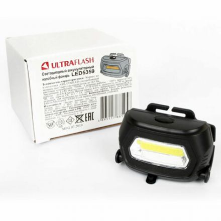 Фонарь налобный аккумуляторный ULTRAFLASH 3Вт COB, 3 режима, Li-pol (USB-кабель в комплекте), LED5359 Фонарь налобный аккумуляторный ULTRAFLASH 3Вт COB, 3 режима, Li-pol (USB-кабель в комплекте), LED5359