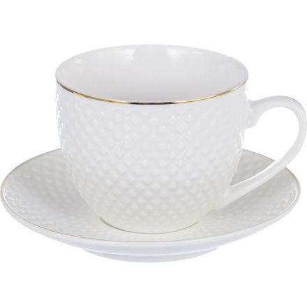 Набор чайный ГРАЦИЯ Дария 2чашки 220мл + 2блюдца, NEW BONE CHINA, 101-01018