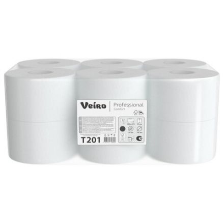 Бумага туалетная 200 м, VEIRO Professional (Система T2), КОМПЛЕКТ 12 шт., COMFORT, T201