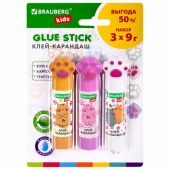 Клей-карандаш "Лапки" Cat Paw, 9 г, фигурный колпачок, 3 шт. на блистере, BRAUBERG KIDS, 271982 Клей-карандаш "Лапки" Cat Paw, 9 г, фигурный колпачок, 3 шт. на блистере, BRAUBERG KIDS, 271982